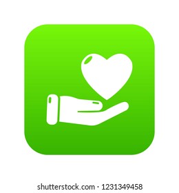 Donate icon green vector isolated on white background