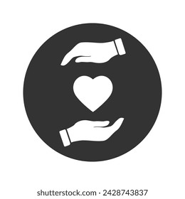 Donate icon, hands support heart, line symbol on white background - editable stroke vector illustration