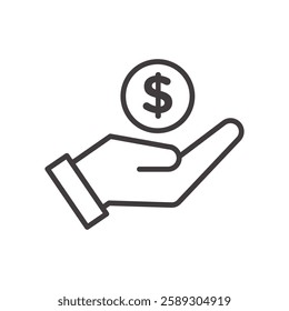 donate icon isolated stroke in black color