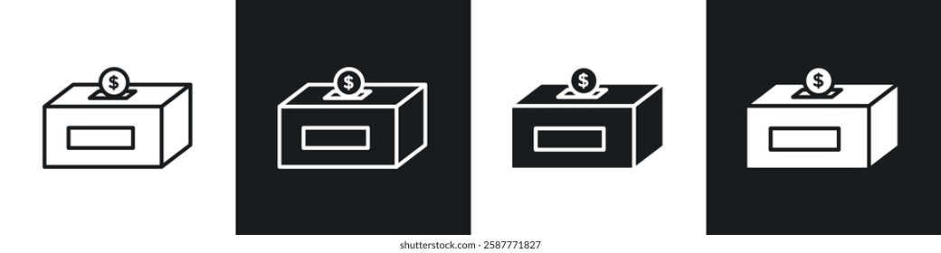 Donate icon set black and white colors. Graphic Vector icons pack