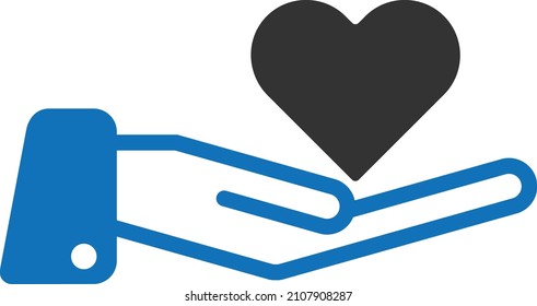 Vector de icono de donación, vector de icono azul de beneficencia 