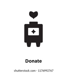 Donate icon vector isolated on white background, logo concept of Donate sign on transparent background, filled black symbol