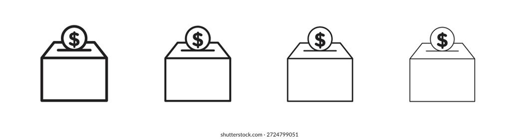 Colección de Vector de línea de iconos de donación. Icono de Vector perfecto de píxeles