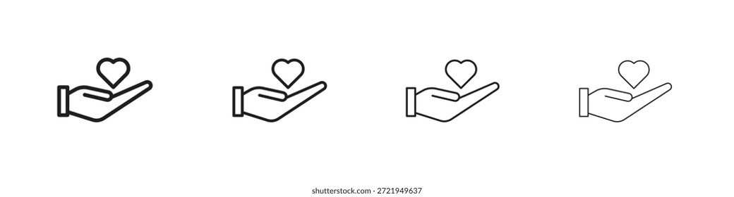 Iconos de donaciones delinean el diseño de Vector negro. Línea con trazo editable.