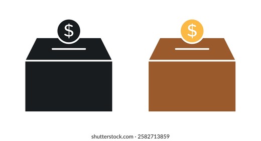 Donate icons set vectors black and colored style