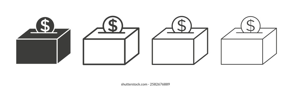 Donate icons set vectors graphic designs