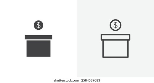 Donate icons vectors illustrations in black fill and liner versions