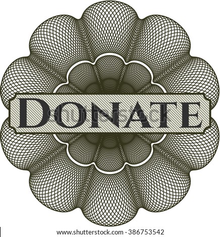 Donate inside money style emblem or rosette