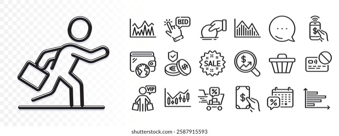 Donate, Investment and Financial diagram line icons for web app. Glare of light effect. Message icon. Pack of Vip shopping, Currency audit, Savings insurance pictogram icons. Vector