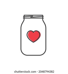 donate jar with heart- vector illustration