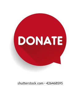 Donate label bubble vector red