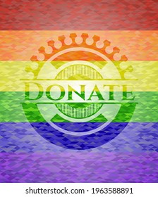 Donate lgbt colors emblem. Vector Illustration. Mosaic. 