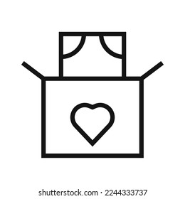 Icono de línea de donado aislado en fondo blanco. Icono delgado plano negro sobre el estilo de contorno moderno. Símbolo lineal y trazo editable. Ilustración vectorial de trazo simple y de píxel perfecto. 
