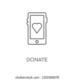 Donate linear icon. Donate concept stroke symbol design. Thin graphic elements vector illustration, outline pattern on a white background, eps 10.
