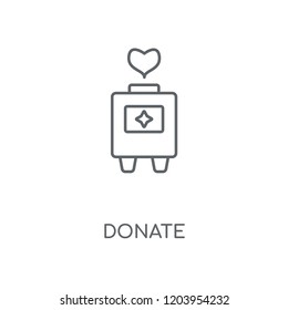 Donate linear icon. Donate concept stroke symbol design. Thin graphic elements vector illustration, outline pattern on a white background, eps 10.