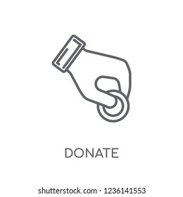 Donate linear icon. Modern outline Donate logo concept on white background from Cryptocurrency economy and finance collection. Suitable for use on web apps, mobile apps and print media.