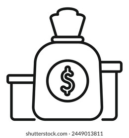 Donate money bag icon outline vector. Fundraising financial investment. People hope