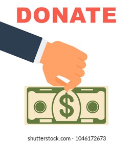 Donate money concept. Flat vector cartoon illustration. Objects isolated on white background.