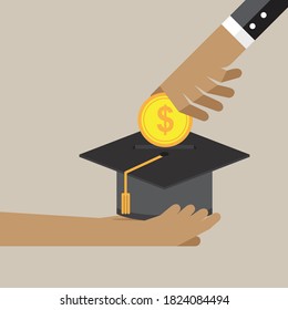 Donate money for education, Vector illustration in flat style
