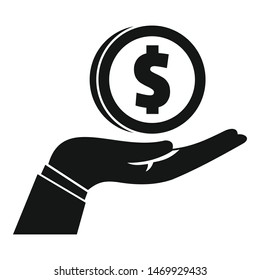 Donate money in hand icon. Simple illustration of donate money in hand vector icon for web design isolated on white background