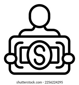 Spende Geld Symbol Umrissvektor Vektorgrafik. Geschäftsmann. Medizinische Versorgung