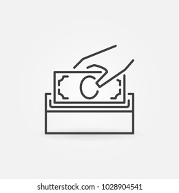 Donate money vector icon. Donation box symbol in thin line style