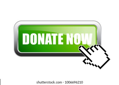 Donate now eps vector green banner isolated on white background