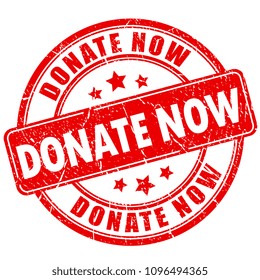 Donate now red stamp isolated on white background