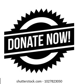 Donate Now stamp. Typographic label, stamp or logo