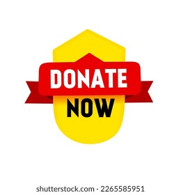 Donate now. Text on banner. Flat Vector design icon. web element.

