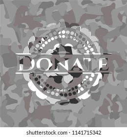 Donate on grey camo pattern