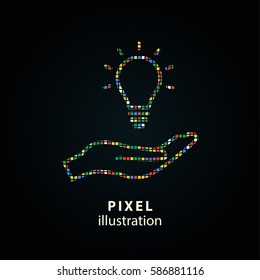 Donate - pixel icon. Vector Illustration. Design logo element. Isolated on black background. It is easy to change to any color.