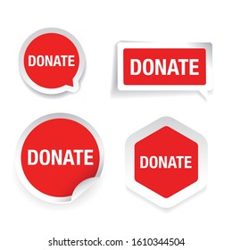 Donate red label set isolated