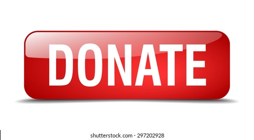 donate red square 3d realistic isolated web button