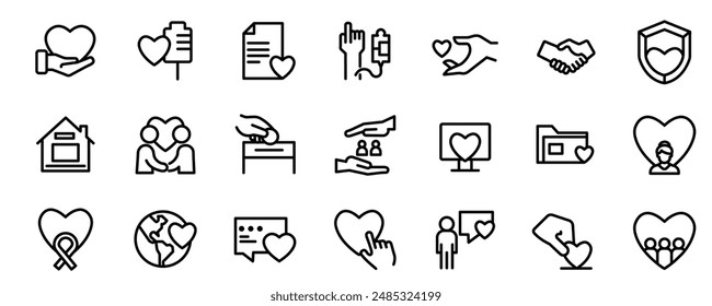Donate related vector icons set.