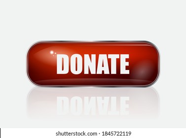 Donate sign button campaign. Red  donation button. Vector EPS10.