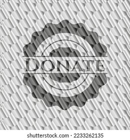 Donar emblema brillante plateado. Patrón de escalas. Ilustración vectorial. Detallado. 