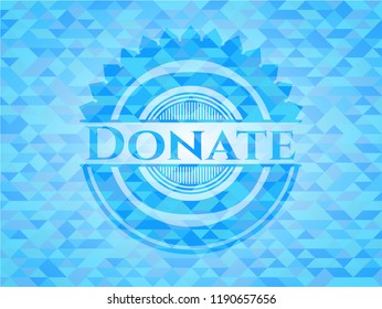 Donate sky blue emblem. Mosaic background