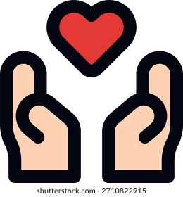 Diseño de Vector en estilo moderno, financiación de caridad y concepto de contribución financiera, ilustración de Asistencia humanitaria. Icono de línea llena