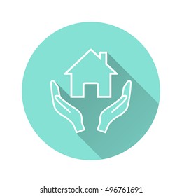 Donate vector icon with long shadow. White illustration isolated for graphic and web design.