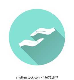 Donate vector icon with long shadow. White illustration isolated for graphic and web design.