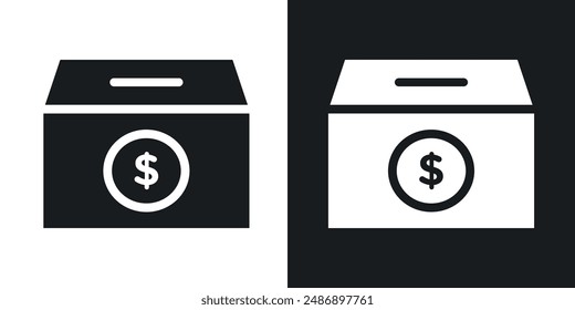 Donate vector icon set in solid black and white color