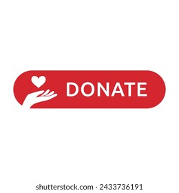 Donate web button. Symbol of financial aid isolated on white background. Vector illustration.