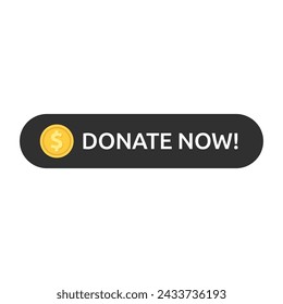 Donate web button. Symbol of financial aid isolated on white background. Vector illustration.