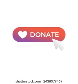 Donate web button. Symbol of financial aid isolated on white background. Vector illustration.