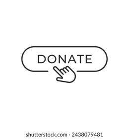 Donate web button. Symbol of financial aid isolated on white background. Vector illustration.