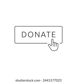Donate web button. Symbol of financial aid isolated on white background. Vector illustration.