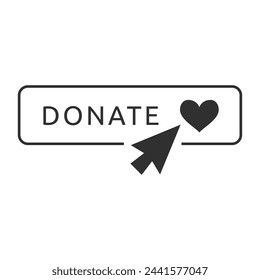 Donate web button. Symbol of financial aid isolated on white background. Vector illustration.