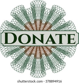 Donate written inside rosette