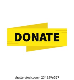Donate In Yellow Rectangle Ribbon Shape For Fundraising
